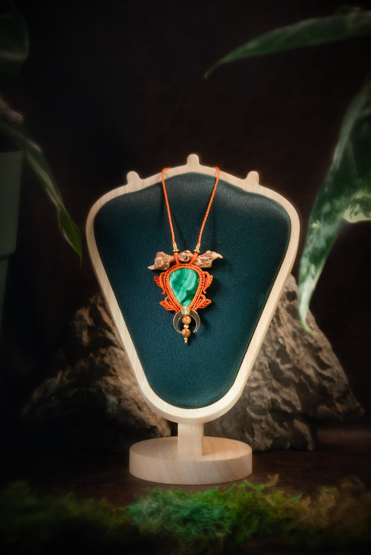 Verdelune - Collier micro macramé malachite