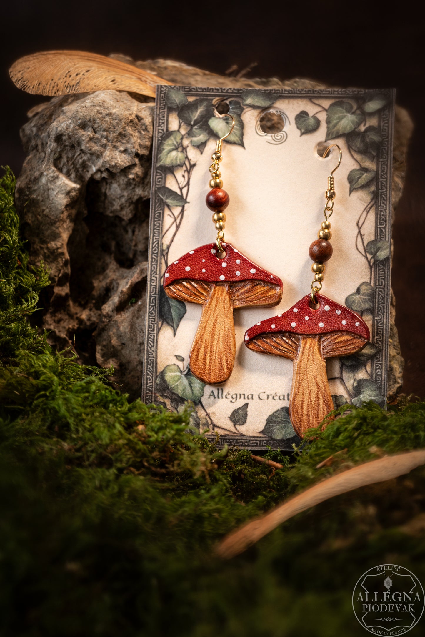 Amanite Boucles d'oreilles en cuir de vachette