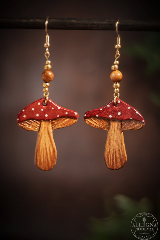 Amanite Boucles d'oreilles en cuir de vachette