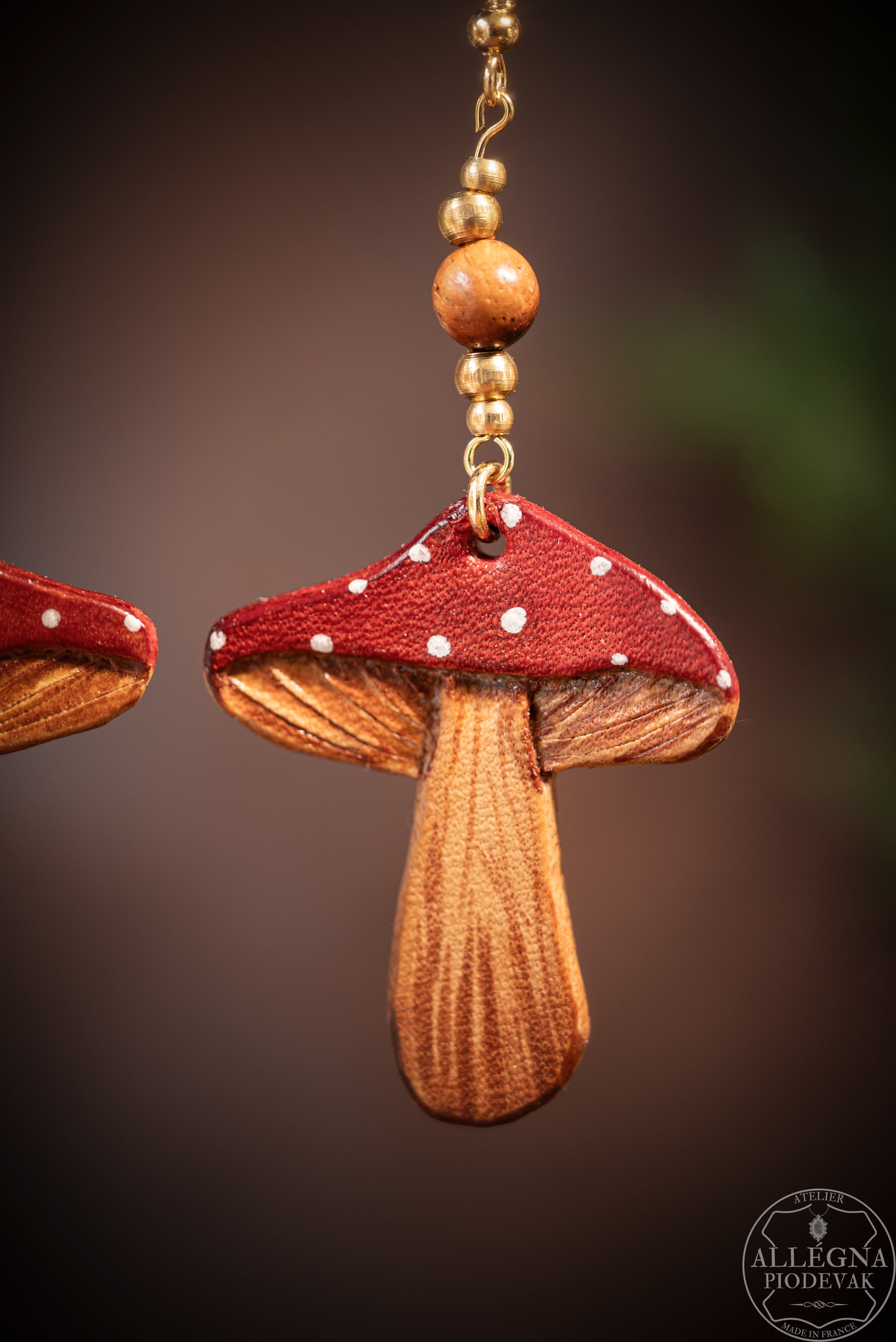 Amanite Boucles d'oreilles en cuir de vachette Allégna Piodevak