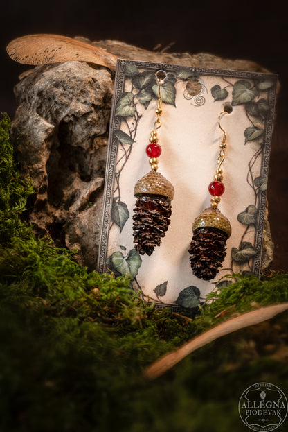 Aulnea Boucles d'oreilles cupules et fruits d'aulne