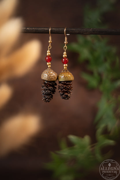 Aulnea Boucles d'oreilles cupules et fruits d'aulne