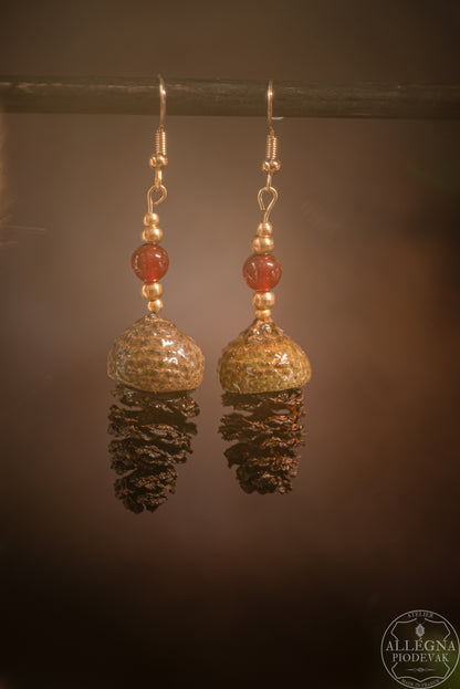 Aulnea Boucles d'oreilles cupules et fruits d'aulne