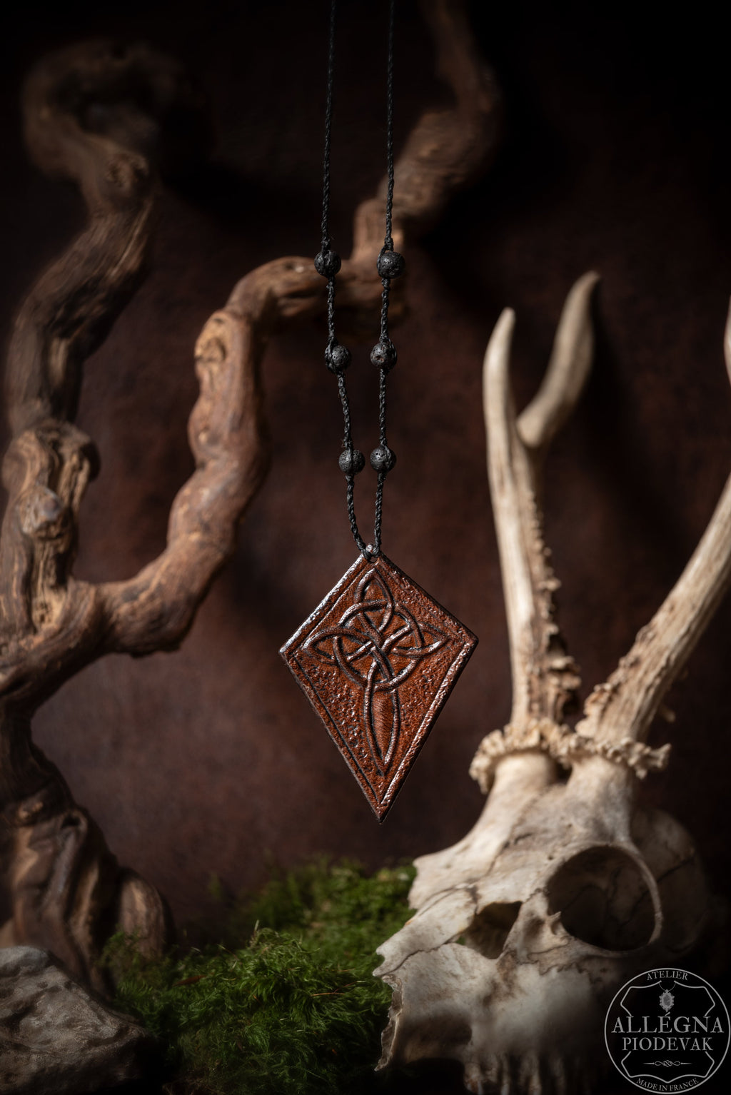 Celtros - Collier cuir de vachette croix celtique Piodevak