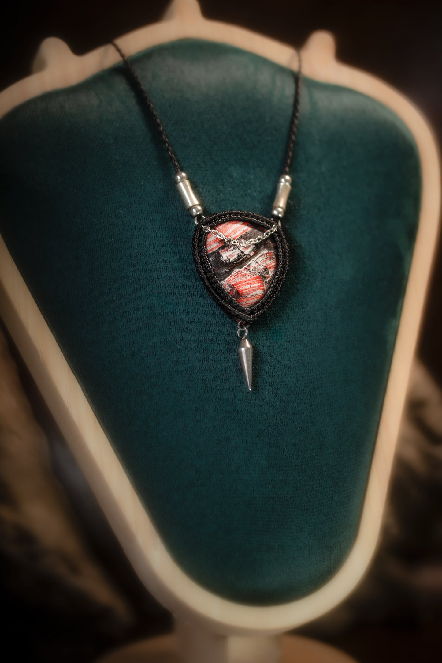 Drakys - Collier micro macramé jaspe peau de serpent