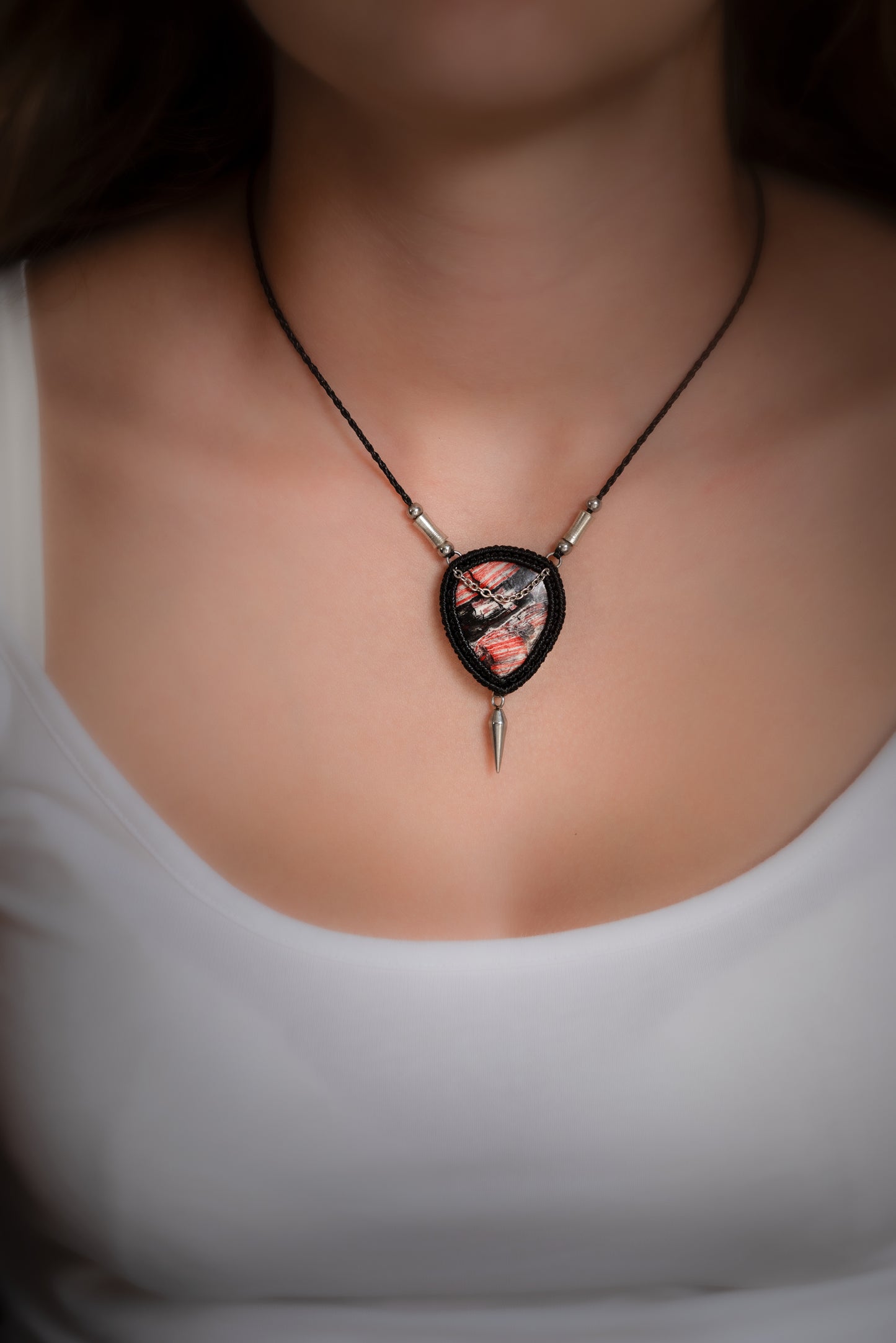 Drakys - Collier micro macramé jaspe peau de serpent