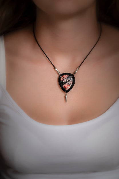 Drakys - Collier micro macramé jaspe peau de serpent