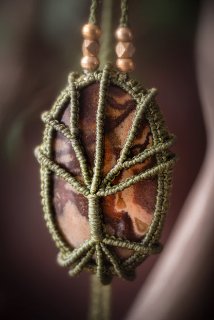 Elara - Collier micro macramé Jaspe Outback