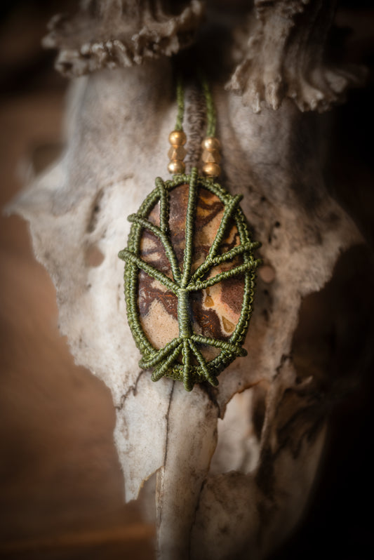 Elara - Collier micro macramé Jaspe Outback