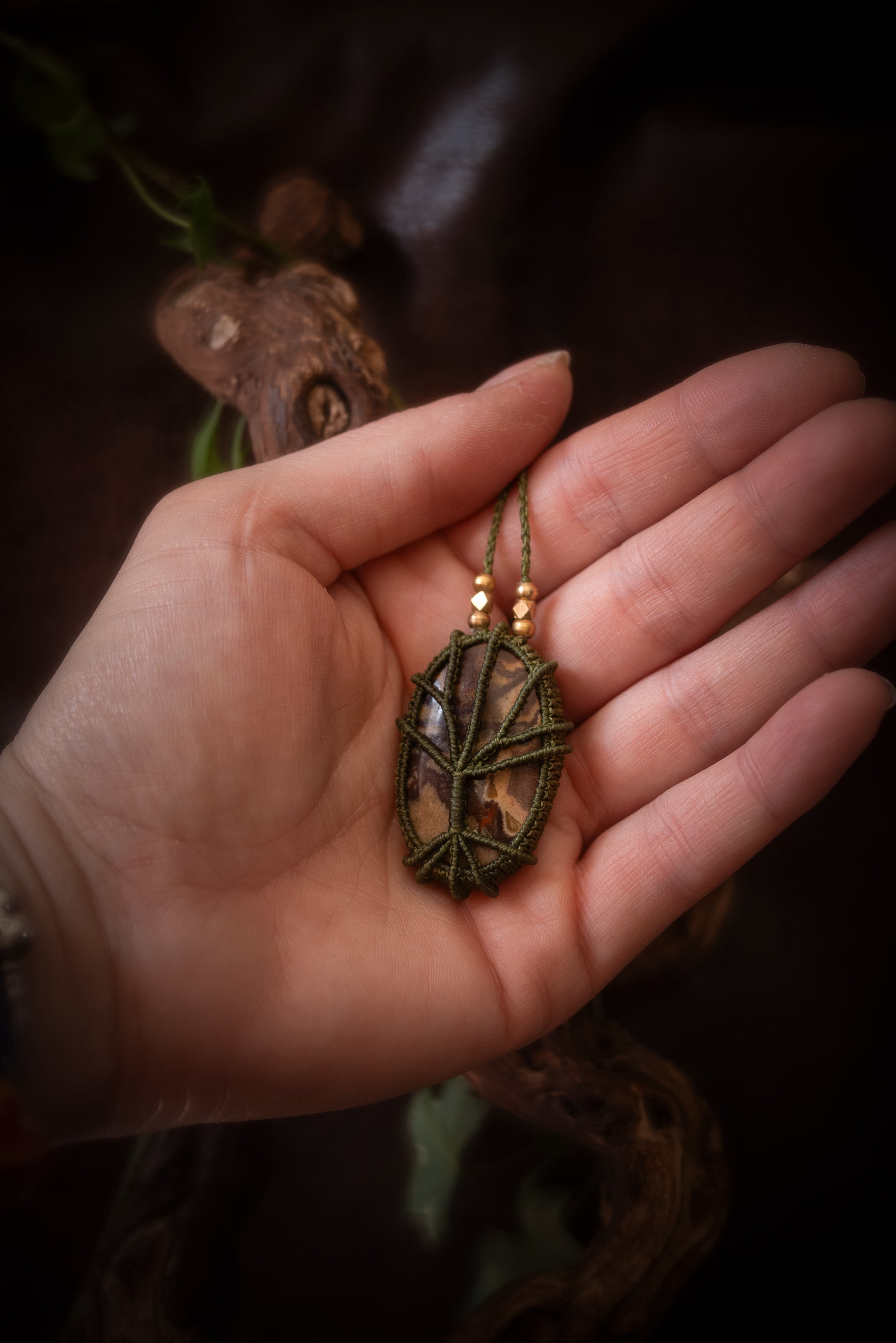 Elara - Collier micro macramé Jaspe Outback Allégna Piodevak