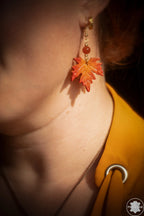 Erable écarlate - Boucles d'oreilles en cuir tannage végétale Piodevak