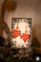 Erable écarlate - Boucles d'oreilles en cuir tannage végétale Piodevak
