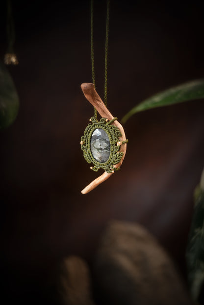 Larvyn - Collier micro macramé larvikite