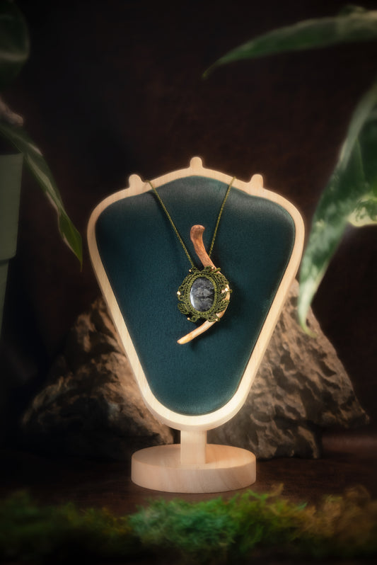 Larvyn - Collier micro macramé larvikite