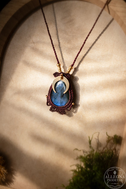 "Lunae" Collier micro macramé labradorite bleue