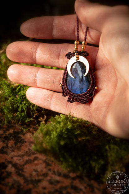 "Lunae" Collier micro macramé labradorite bleue