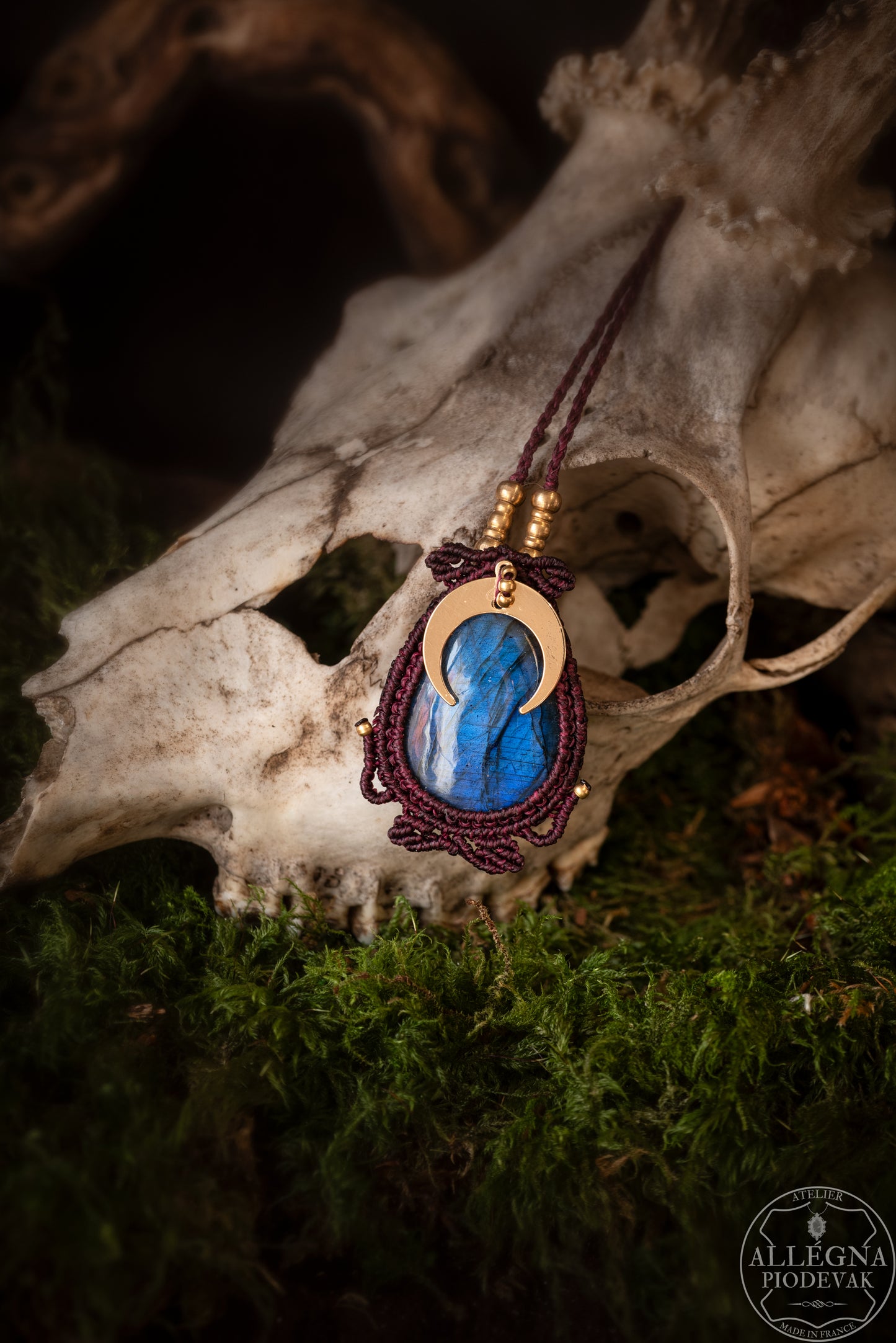 "Lunae" Collier micro macramé labradorite bleue