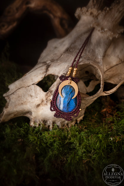 "Lunae" Collier micro macramé labradorite bleue