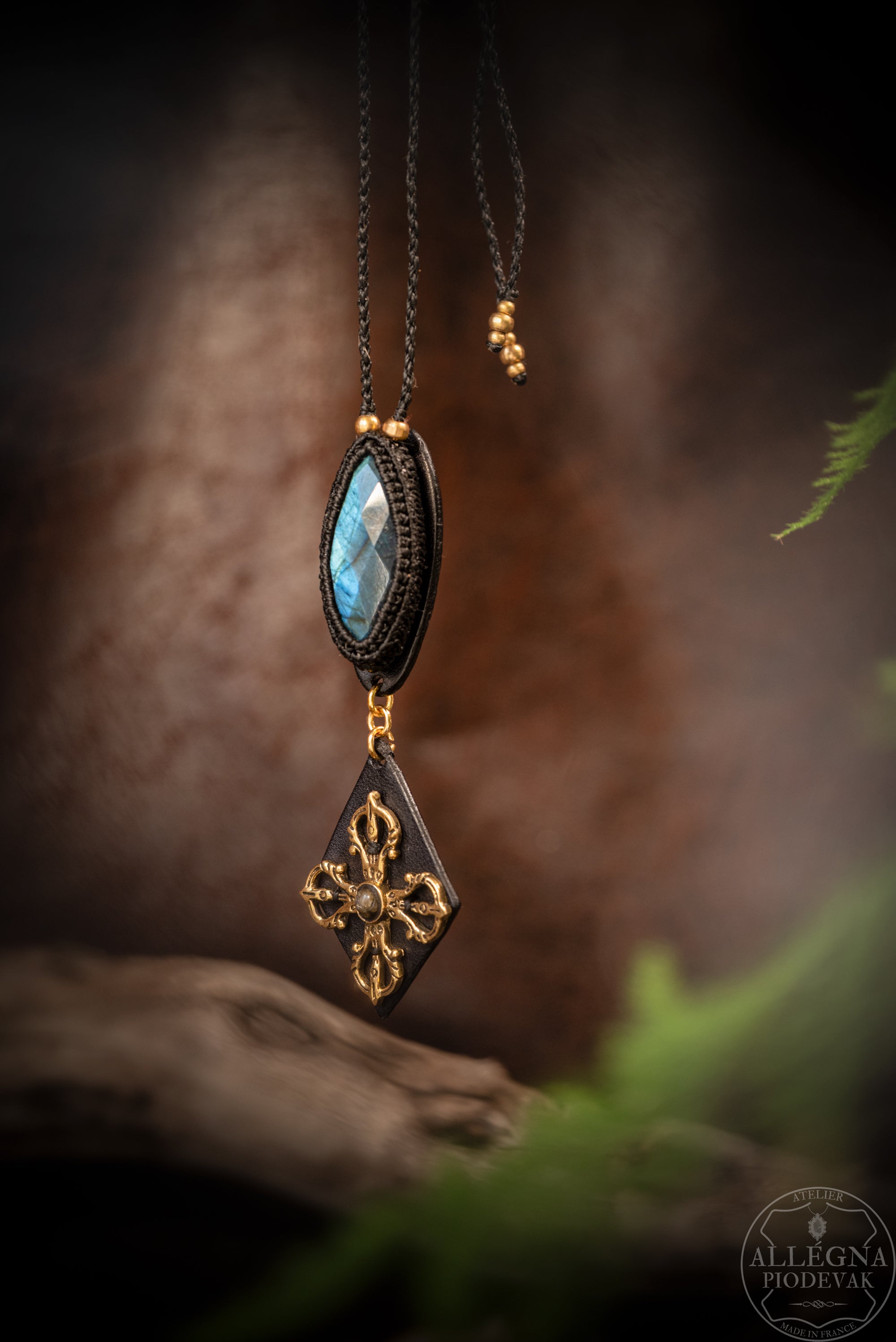 Noctibus - Collier Labradorite facetté et cuir