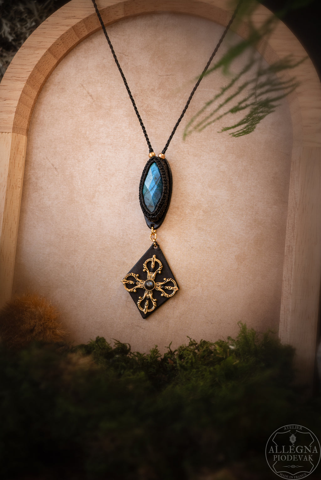 Noctibus - Collier Labradorite facetté et cuir