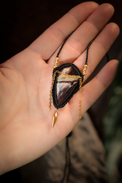 Nymsera - Collier micro macramé jaspe peau de serpent