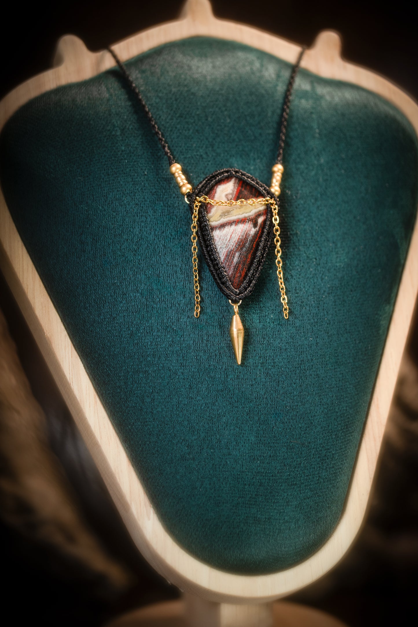 Nymsera - Collier micro macramé jaspe peau de serpent