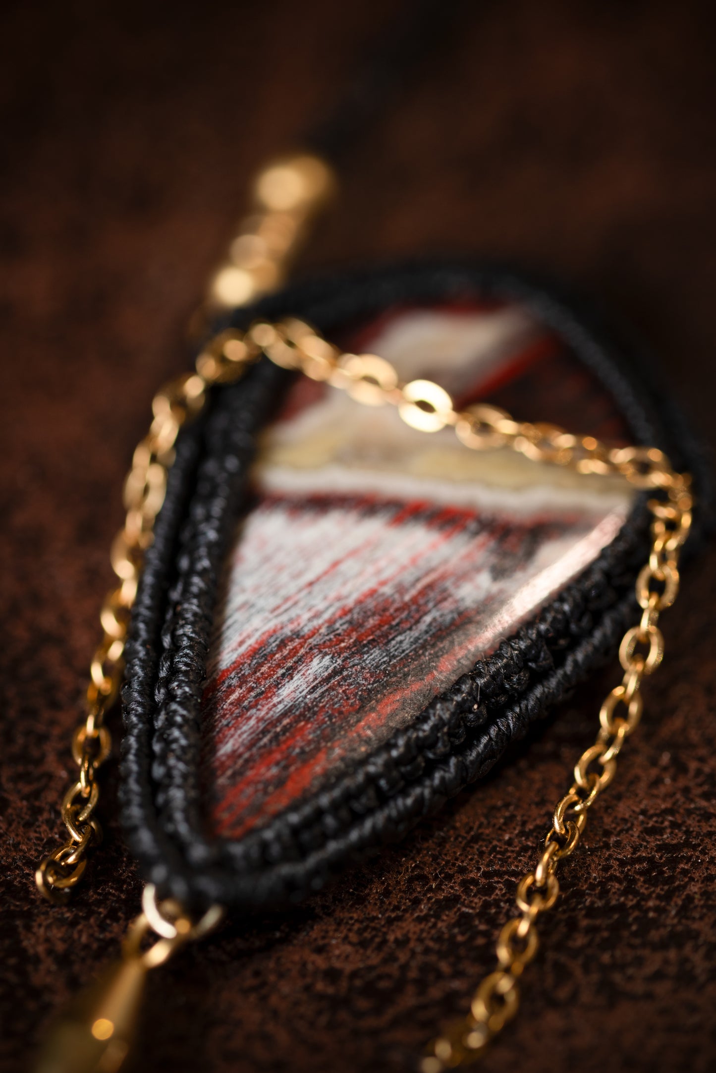 Nymsera - Collier micro macramé jaspe peau de serpent