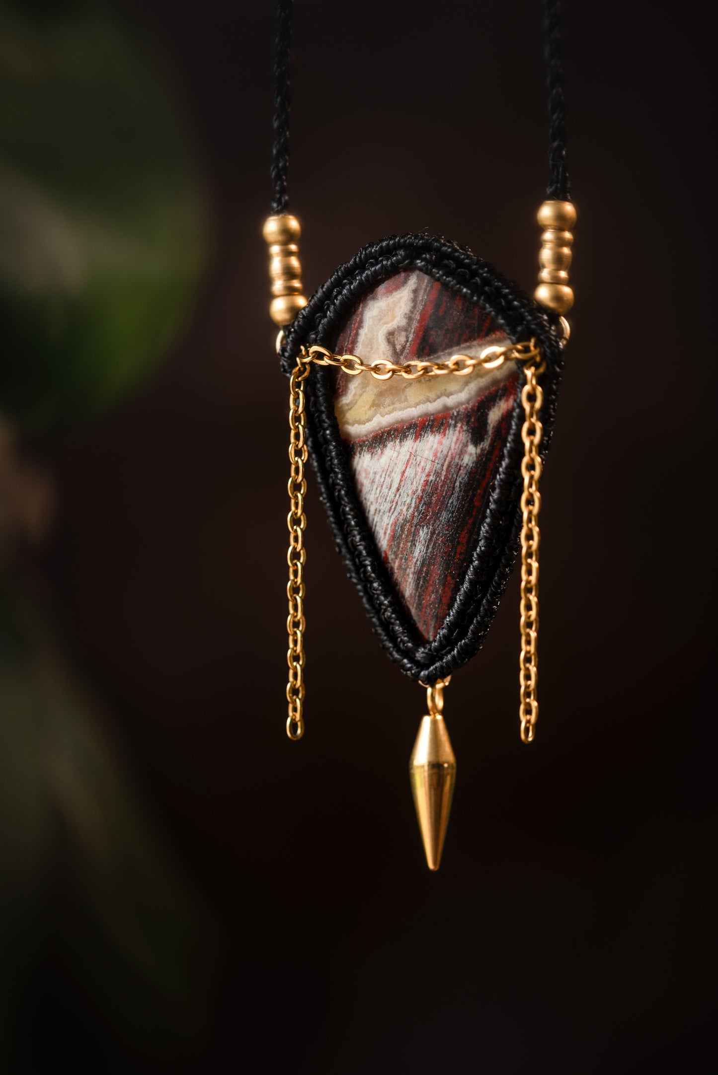 Nymsera - Collier micro macramé jaspe peau de serpent