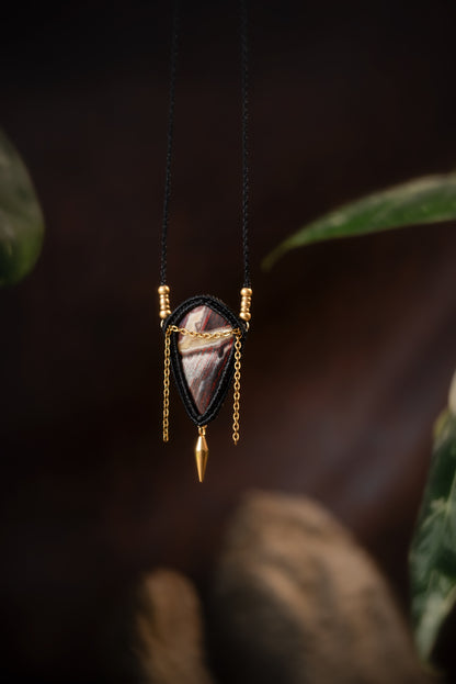 Nymsera - Collier micro macramé jaspe peau de serpent