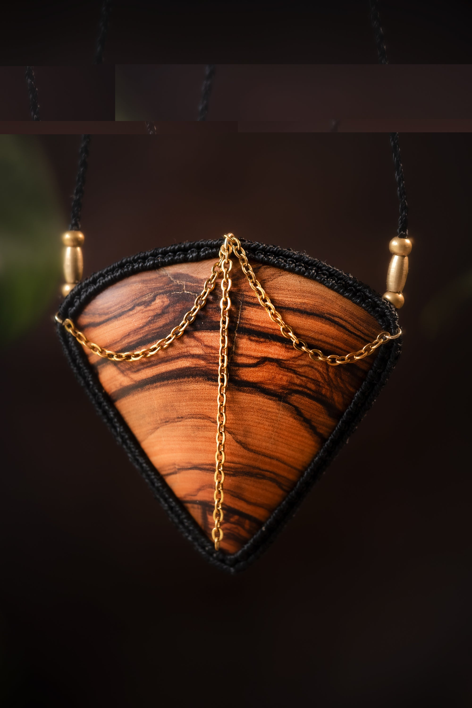 Olyndra - Collier micro macramé en bois d'olivier Allégna Piodevak