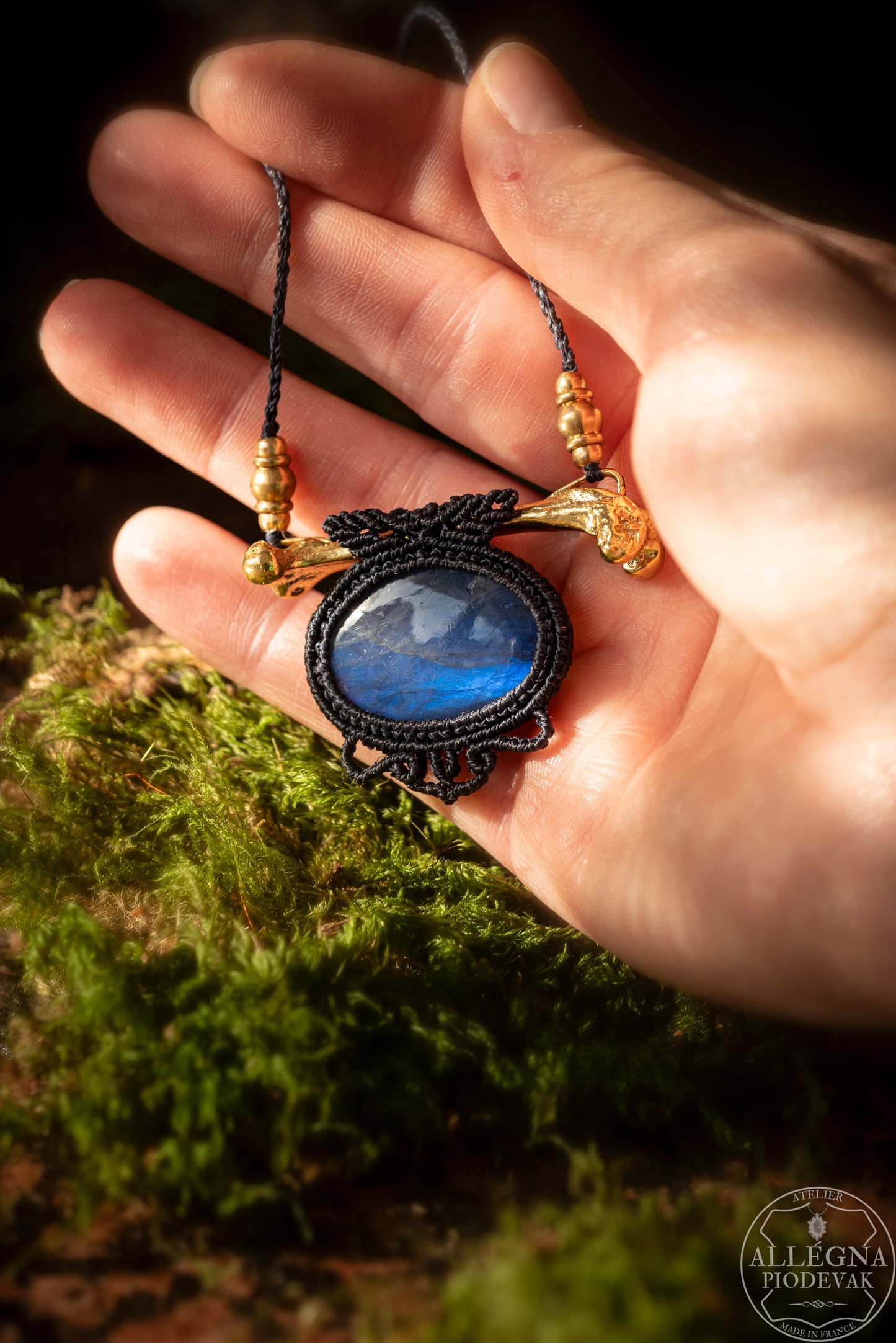 "Labros" Collier micro macramé et labradorite