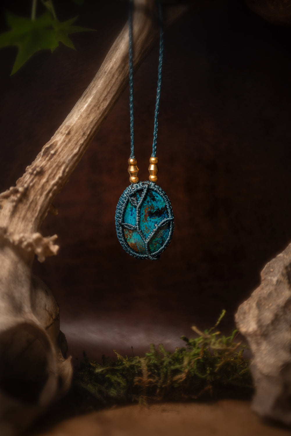Poséïdon - Collier micro macramé avec Shattuckite Allégna Piodevak