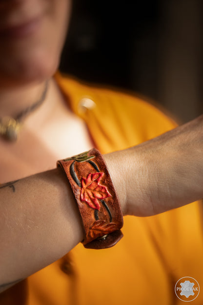Souffle d'automne - Bracelet cuir de vachette