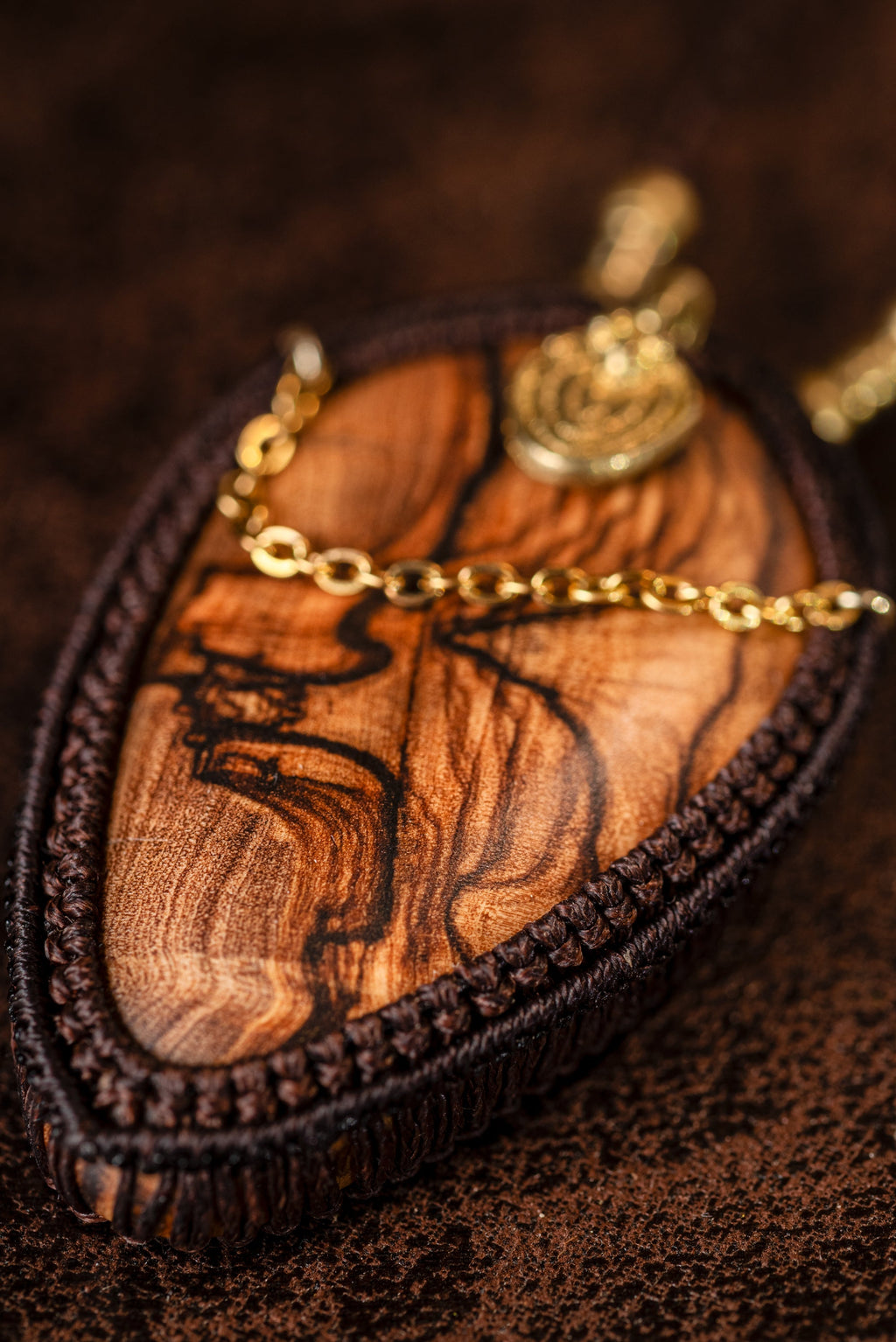 Talorien - Collier micro macramé en bois d'olivier Allégna Piodevak