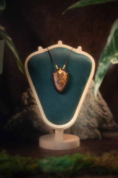 Talorien - Collier micro macramé en bois d'olivier