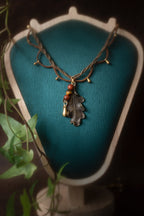 Varda - Collier micro macramé feuille bronze antique Allégna Piodevak