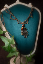 Varda - Collier micro macramé feuille bronze antique Allégna Piodevak