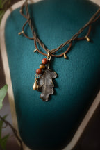 Varda - Collier micro macramé feuille bronze antique Allégna Piodevak