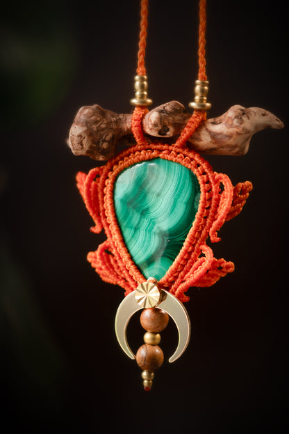 Verdelune - Collier micro macramé malachite