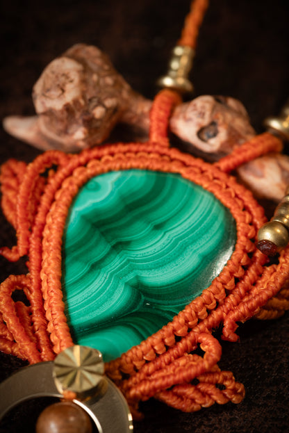 Verdelune - Collier micro macramé malachite